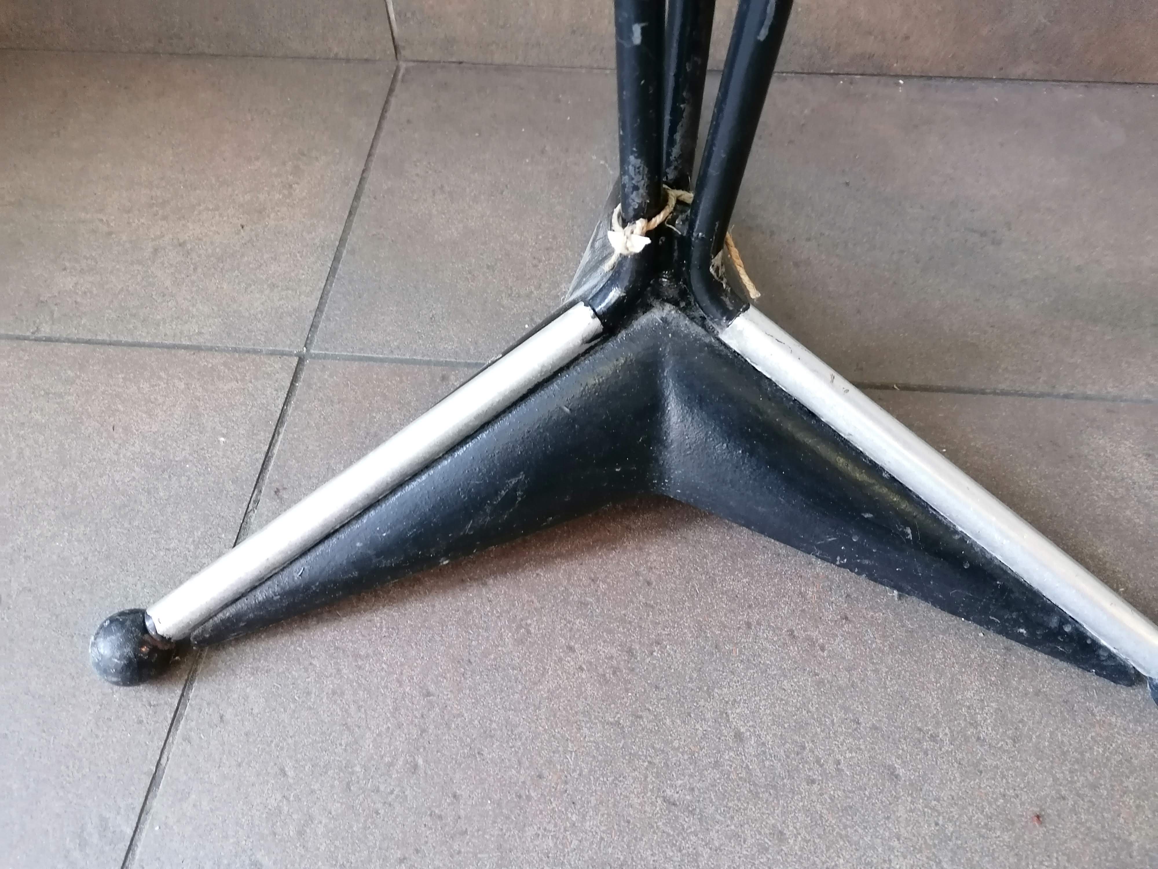 Pair of round vintage bistro tables, pedestal table