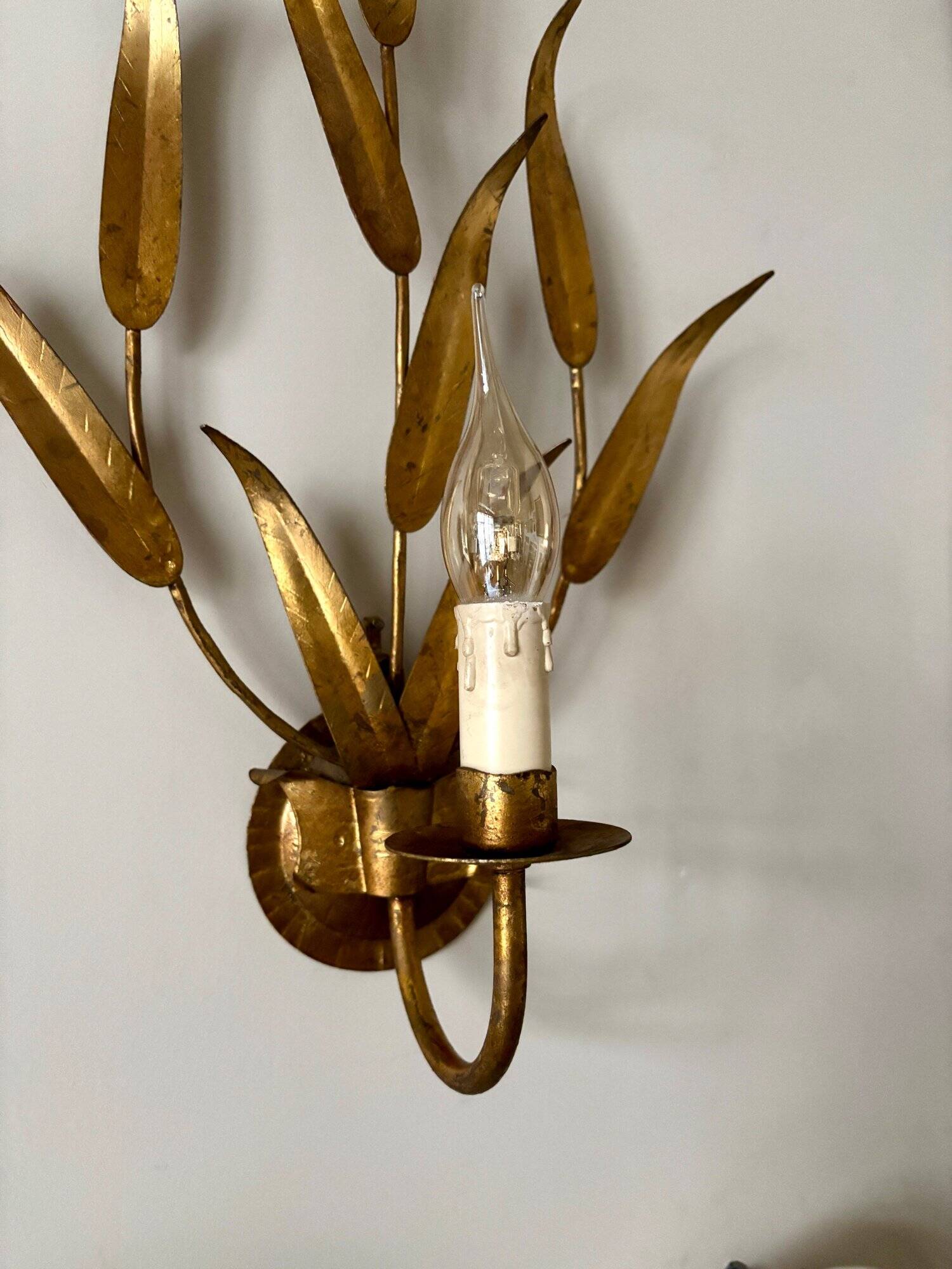 Gold metal leaf wall light