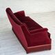 1960s, Danish 3-seater sofa, cherry-red furniture velour, ash wood.