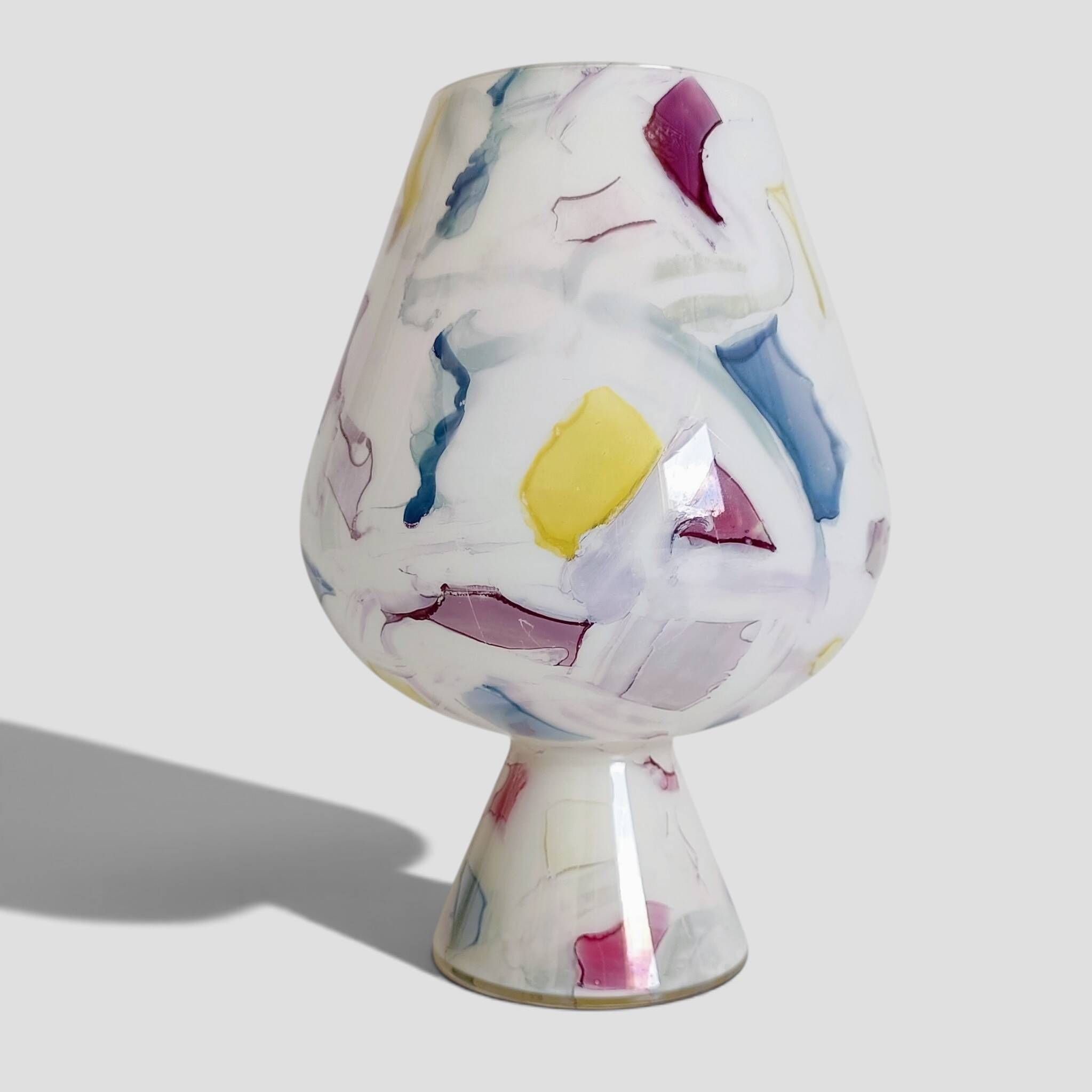 Postmodern Italian Murano Art Glass Chalice, Abstract Decoration, 1980s