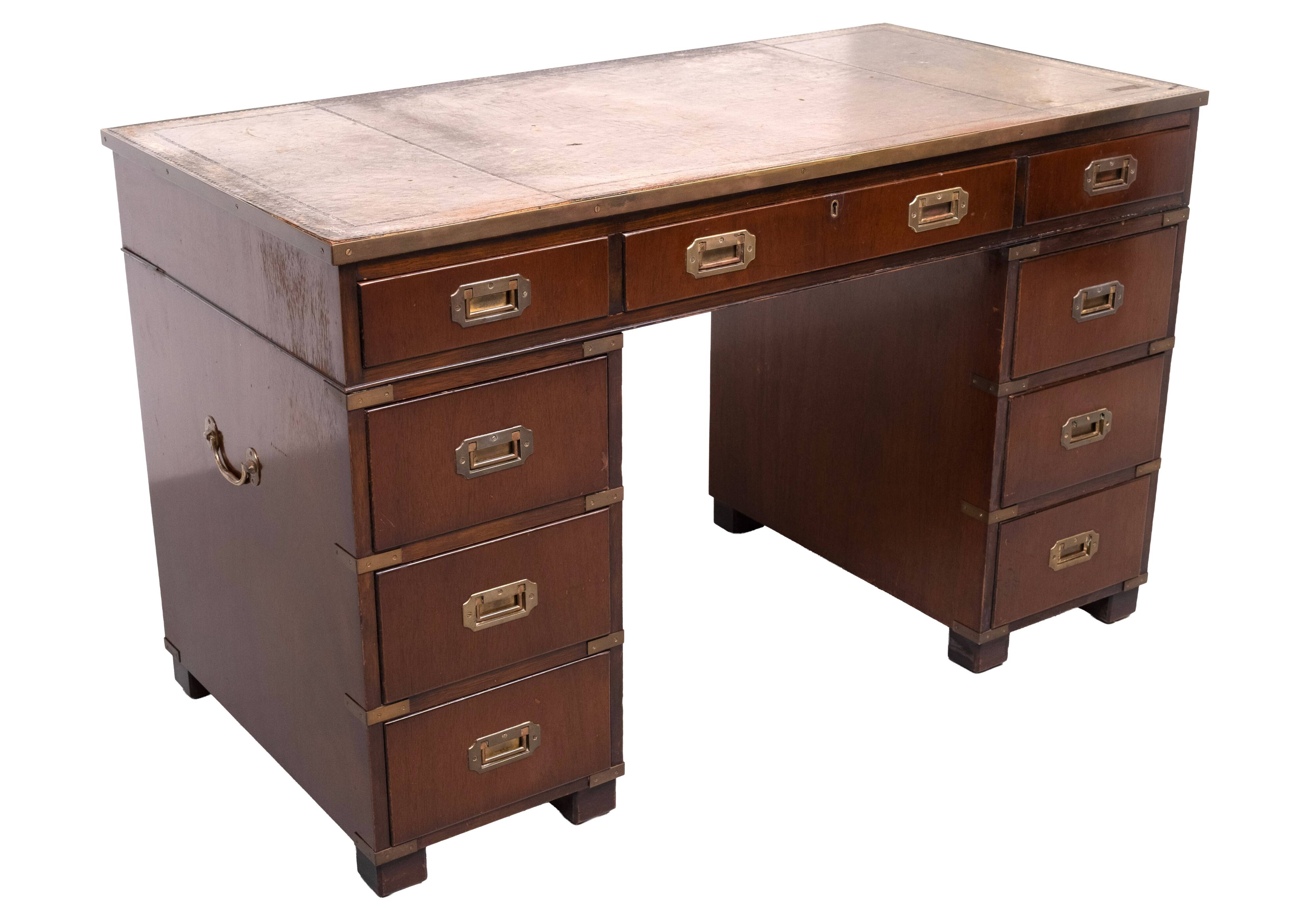 Mahogany Campaign Desk by N. Norton LTD England