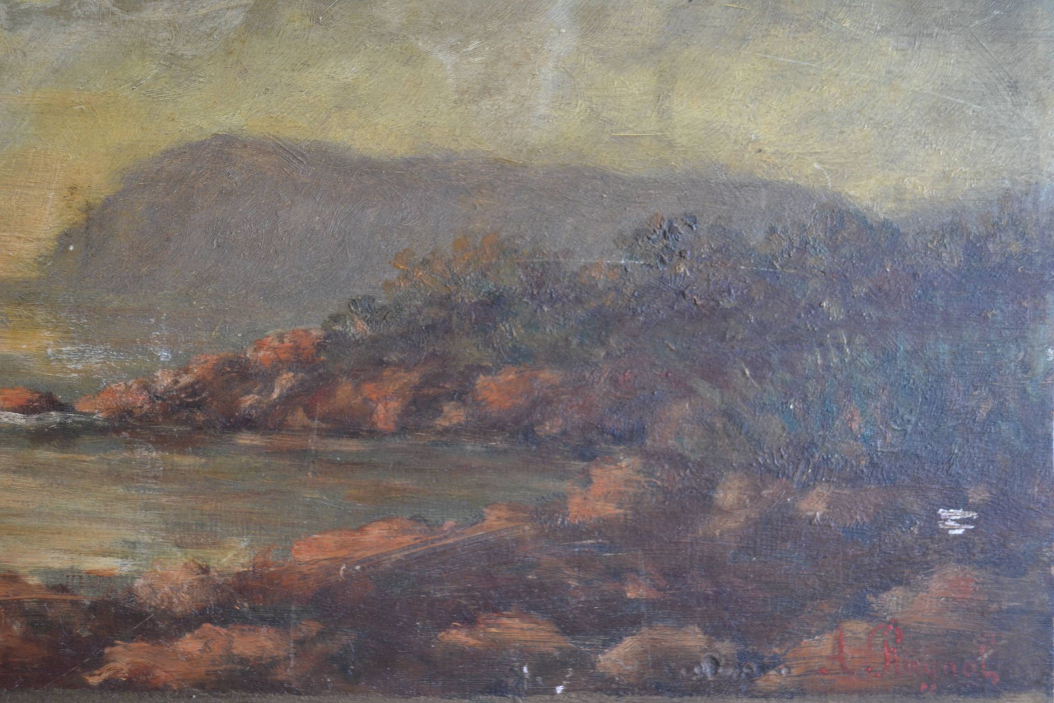 Old seaside painting HSP marine painting signed A. Raynal