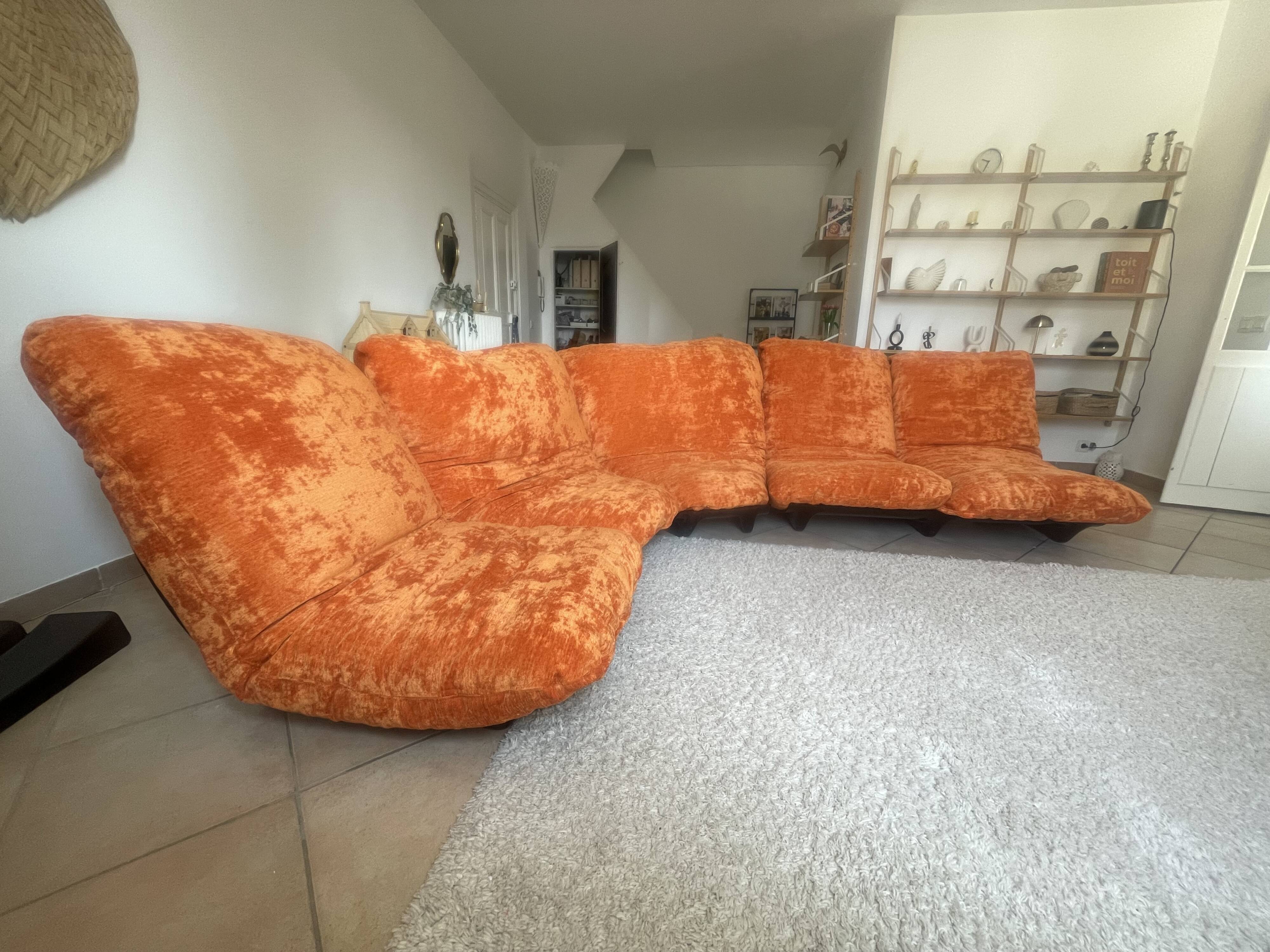Rare vintage modular canapé for 5 people - Ligne Roset - Marsala model
