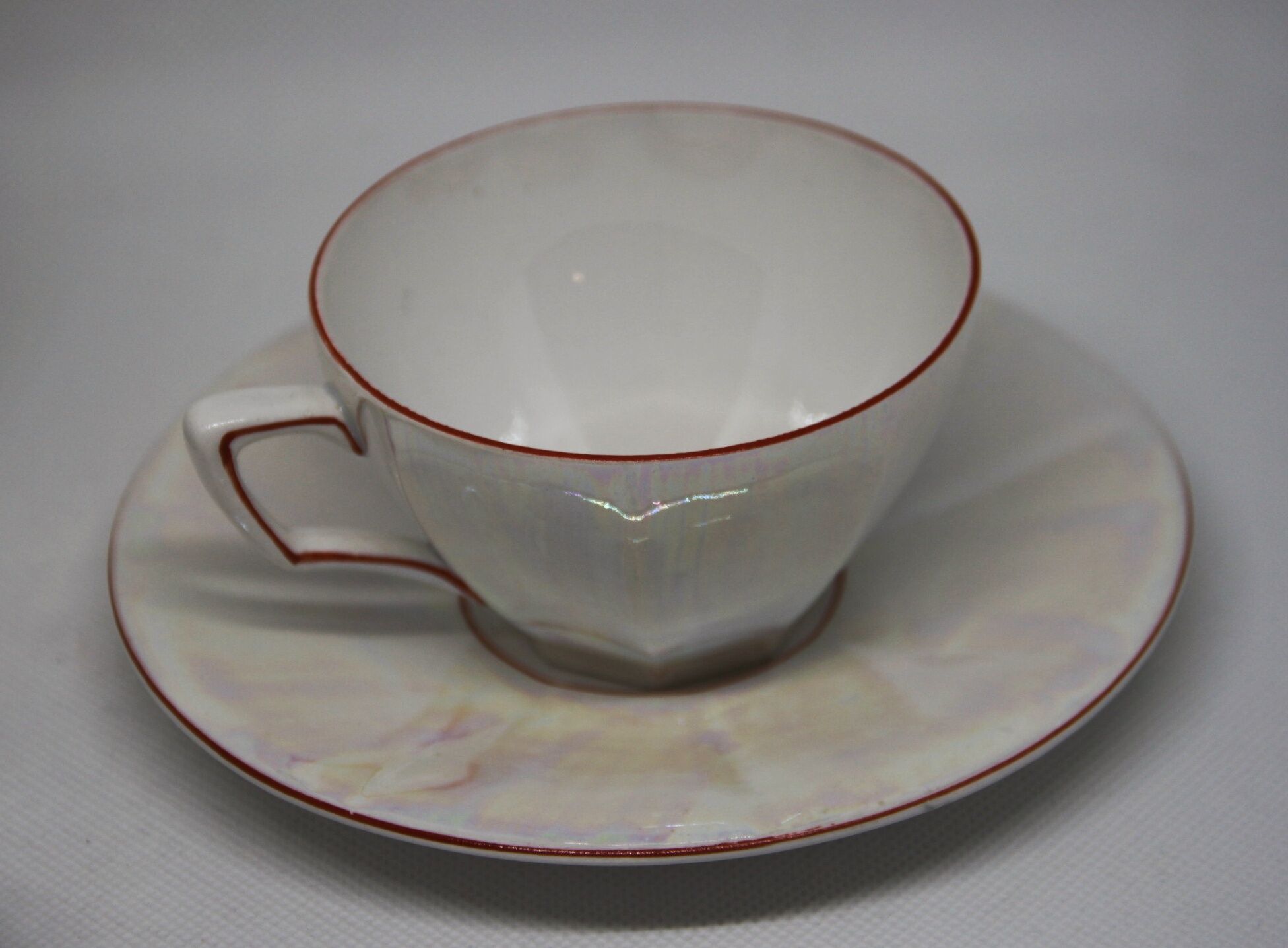Digoin Coffee Service No.14 / 4 cups - sugar - pearly white and orange