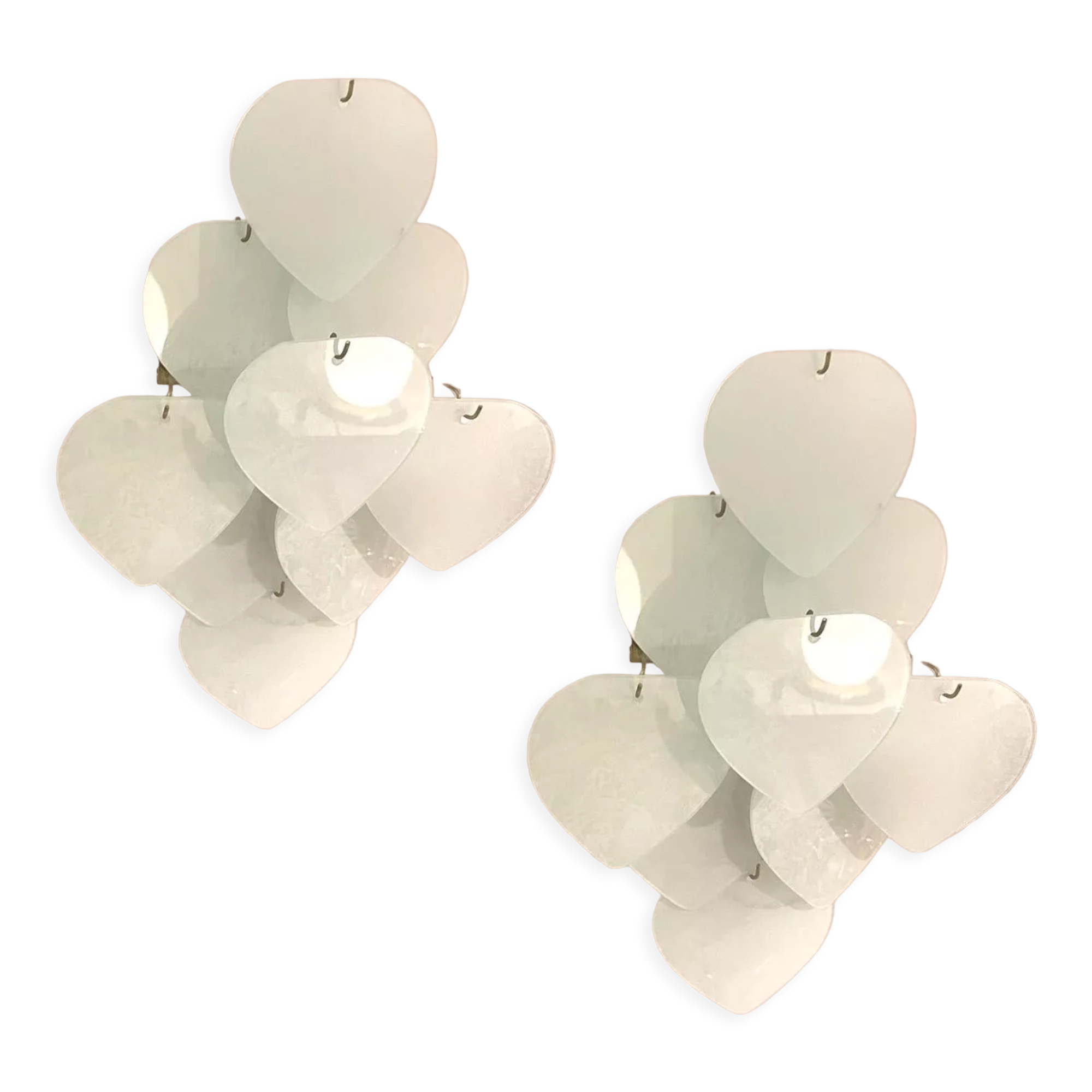 Heart Shaped Glass Sconces, 1980s, Set of 2