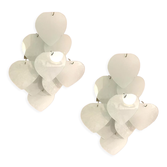 Heart Shaped Glass Sconces, 1980s, Set of 2