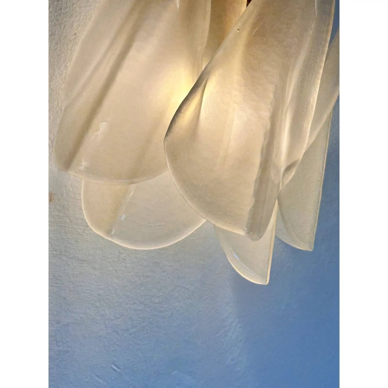Pair of Contemporary Modern Sanded Champagne “Rondini” Murano Wall Sconces