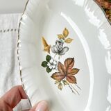 Ravier porcelaine digoin chamoi motif fleuri