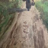 Oil on canvas peasant sunset