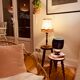 Vintage table lamp foot wood turned lampshade fringes
