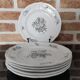 Dessert plates in half Luneville porcelain, black decor