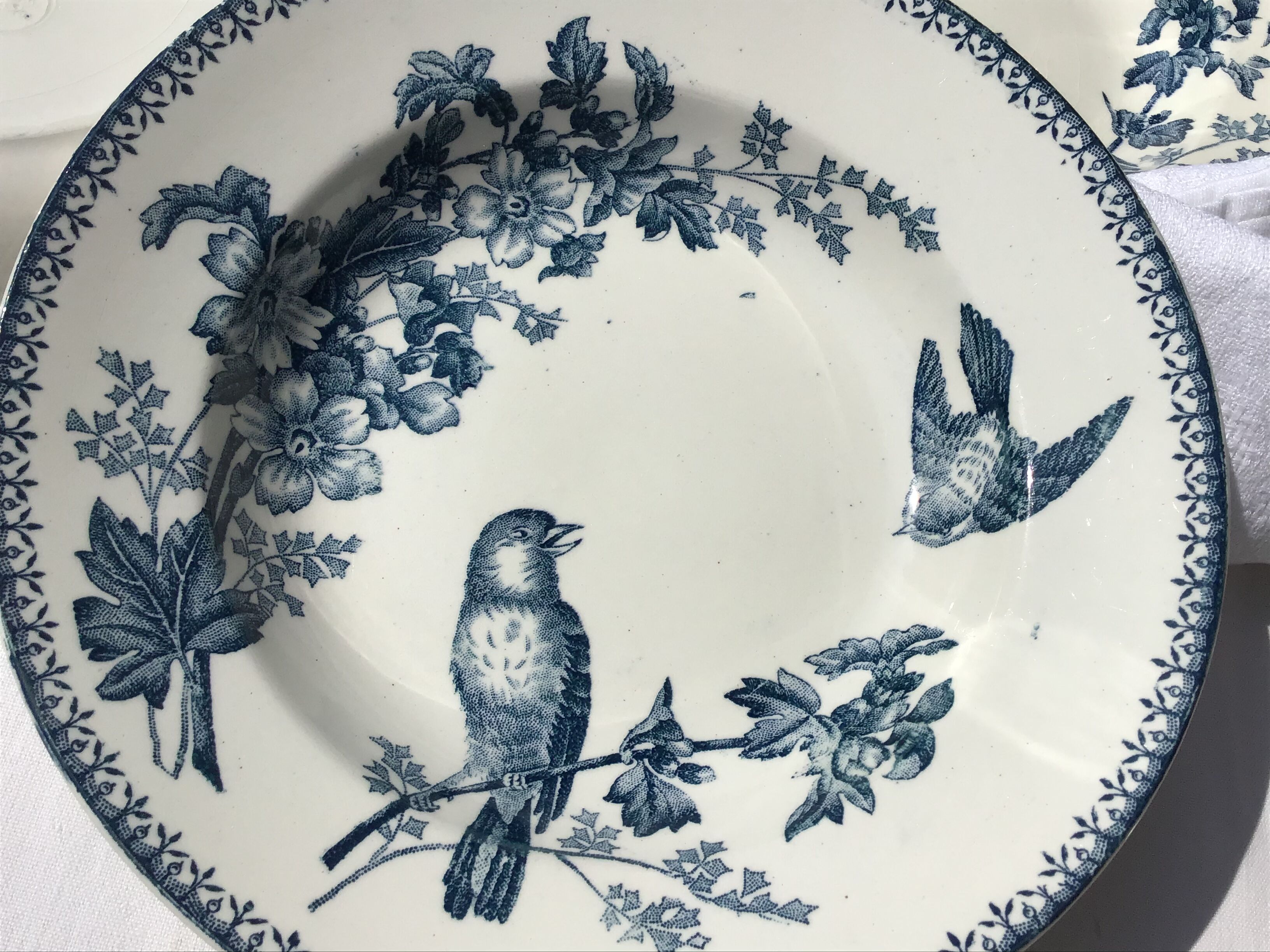 6 Longwy dark blue hollow plates