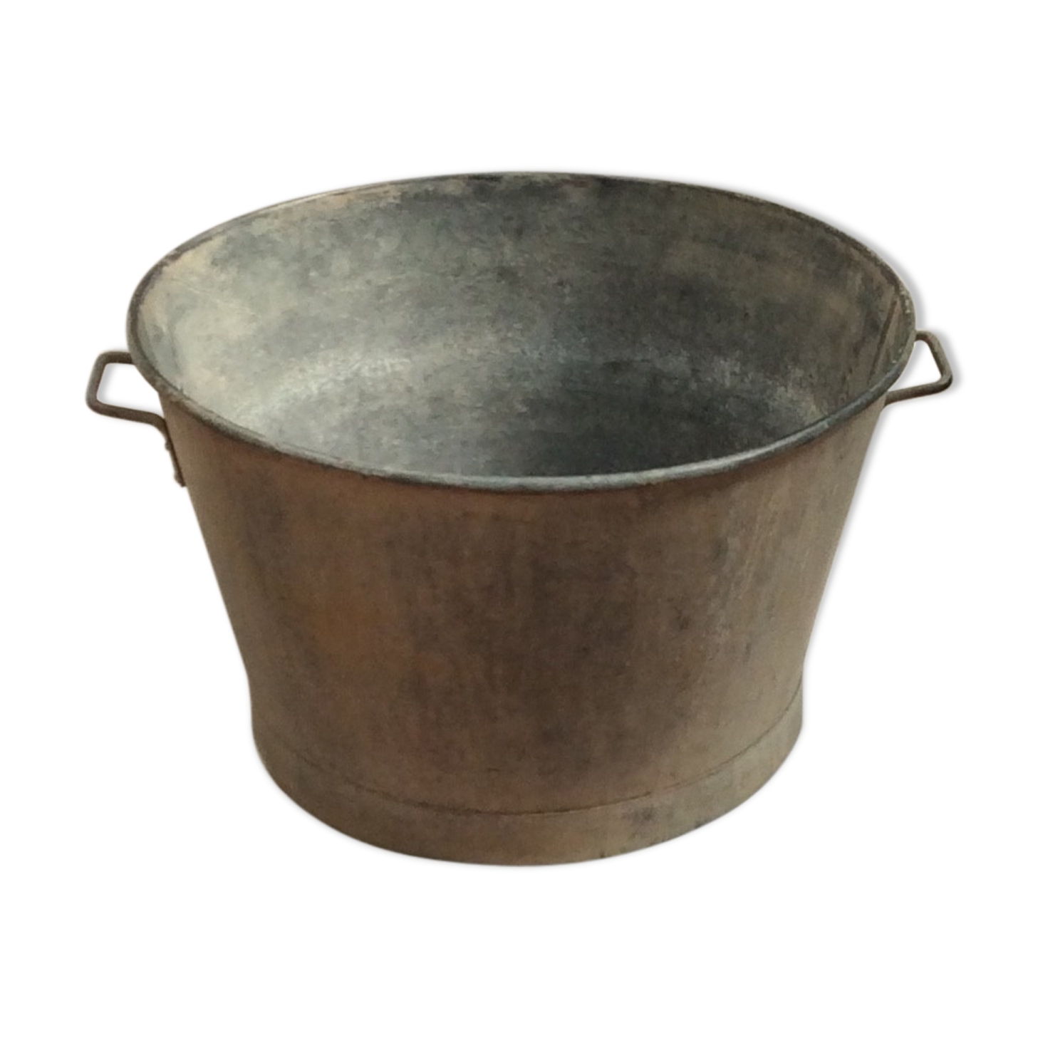 Round zinc basin with 2 handles