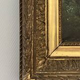 French school, HST animated landscape Barbizon signed late 19th century