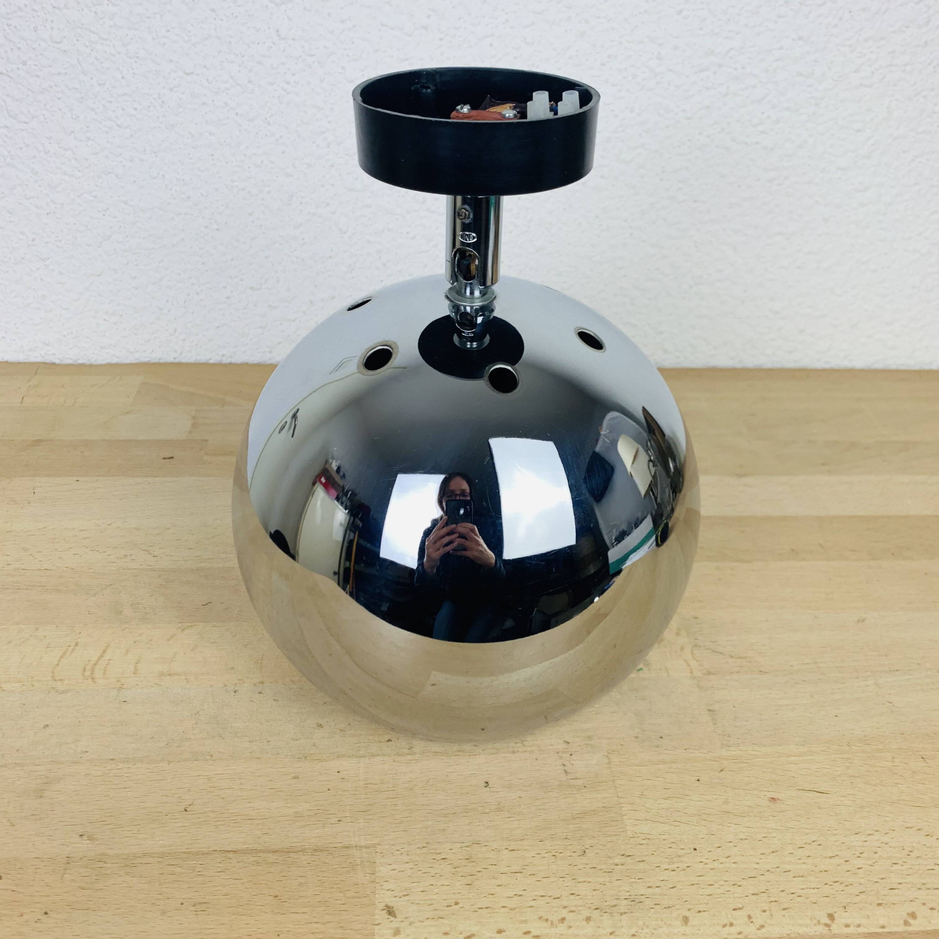 Chrome eyeball spot ceiling light Erco, 1970s