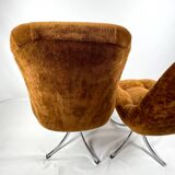 Pair of  chairs - 1970´s - chrome and brown velvet