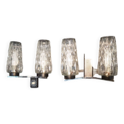 Pair of wall lights from the 1950s-1960s with a push button switch.