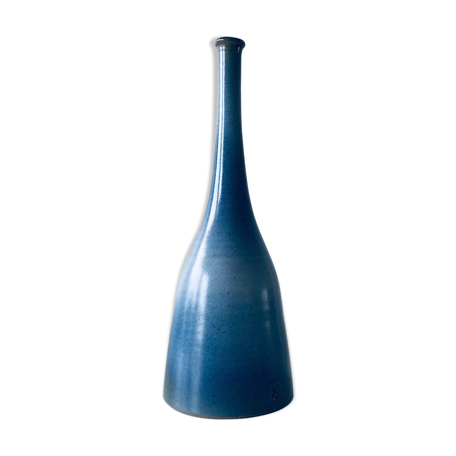 Signed blue sandstone soliflore vase