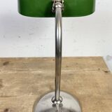 Lampe de table de banquier vintage en émail vert, années 1950