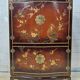 Vintage Chinese red and gold cabinet with flowers and birds (lacquer cabinet)