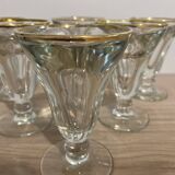 6 anciens verres bistrot trompeurs la rochere tres epais avec liseret dore