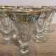 6 old bistrot glasses trumpeurs la rochere very thick with gilded edge