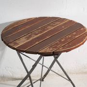 Antique folding garden table in wood and iron – Central Europe, circa 1950