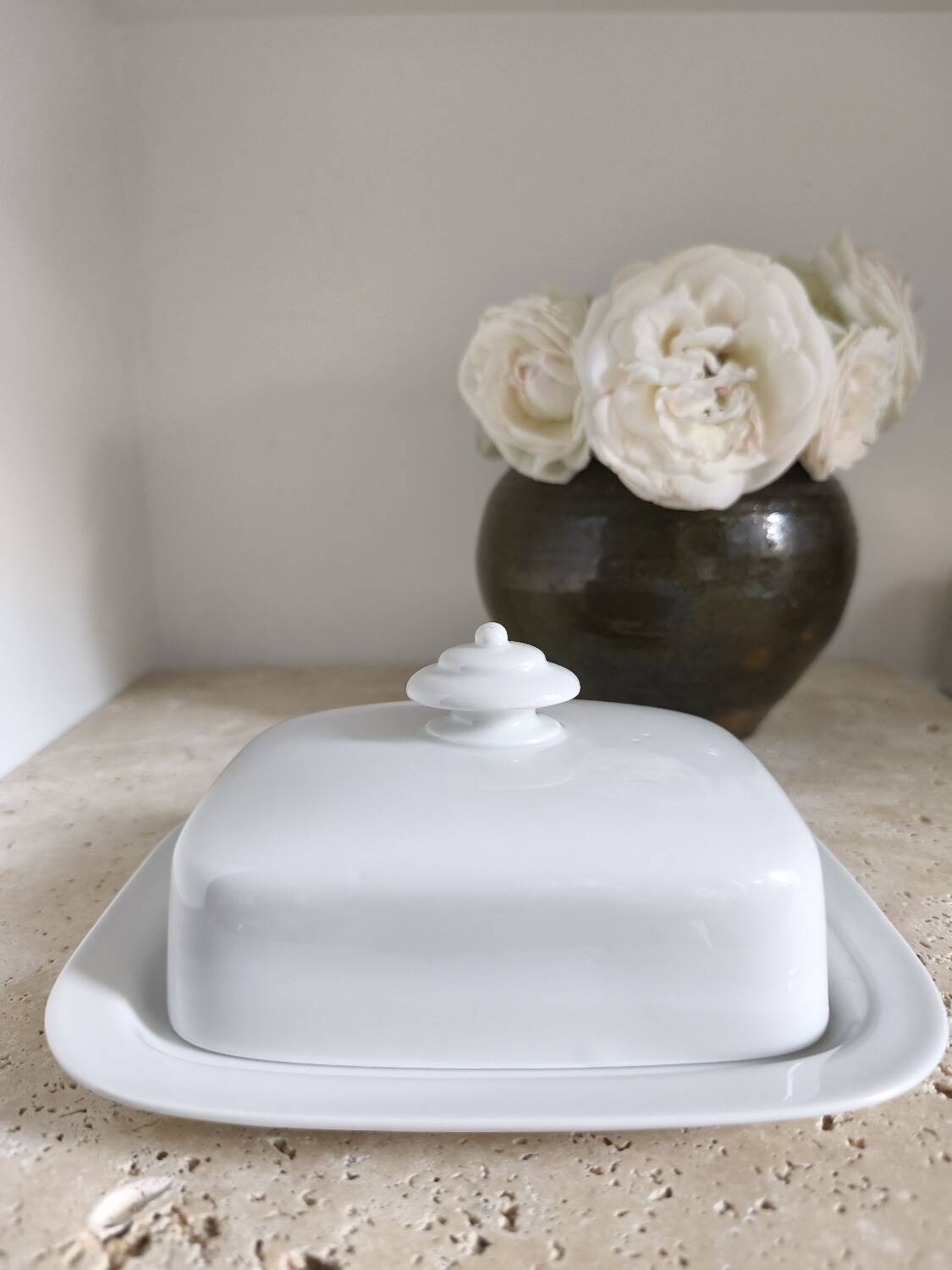 White porcelain butter dish