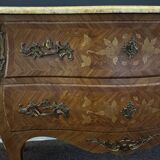 Curved marquetry commode – marble top