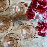 Set of 6 cups and vintage saucer in rosaline from Arcoroc