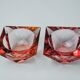 Duo of pink faceted ashtrays by Seguso, murano, italy, 1970