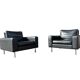 Lot de 2 fauteuils en cuir au design vintage