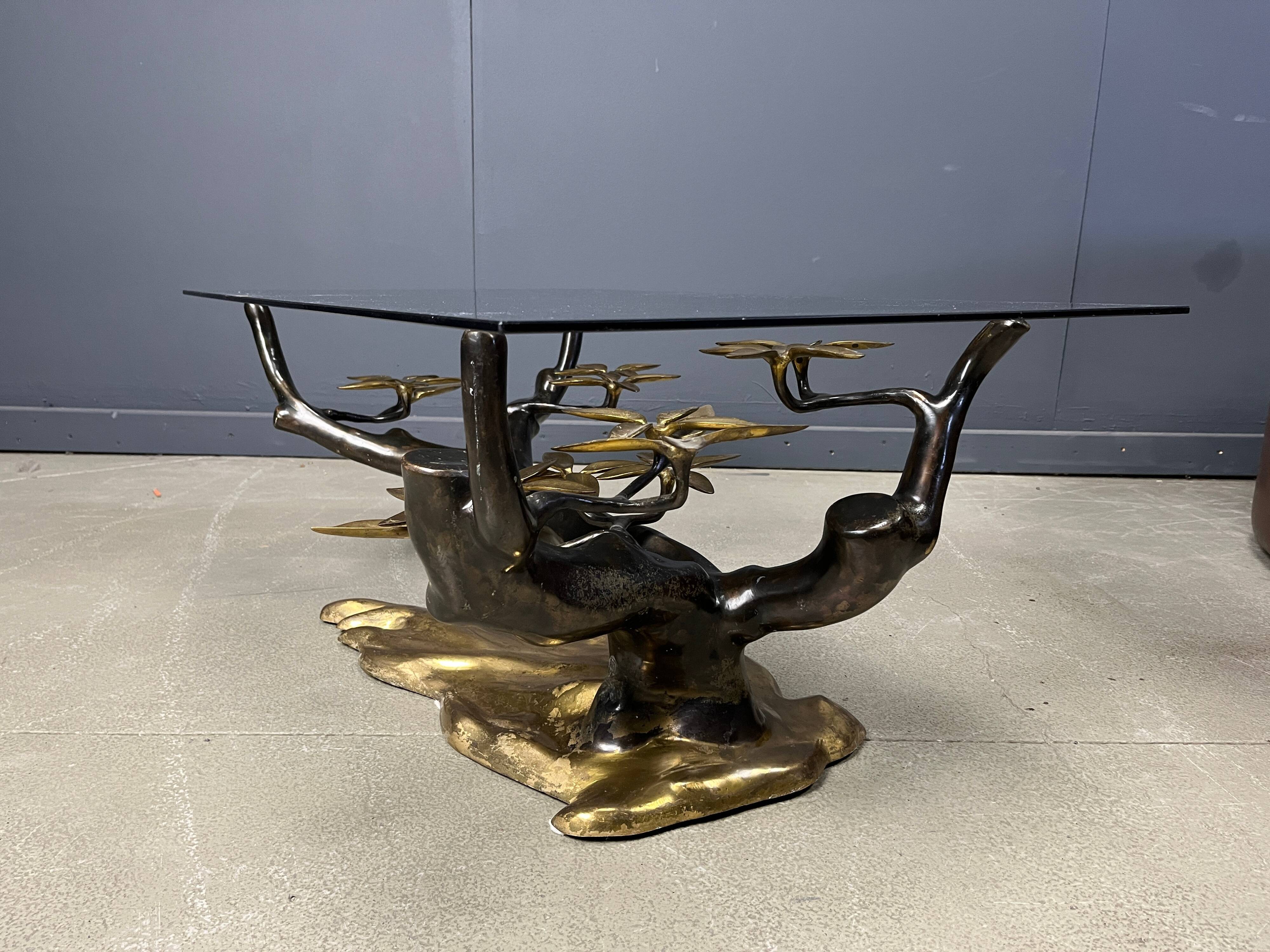 Bronze bonsai coffee table by Willy Daro, 1970s