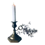 Candle holder with bronze handle