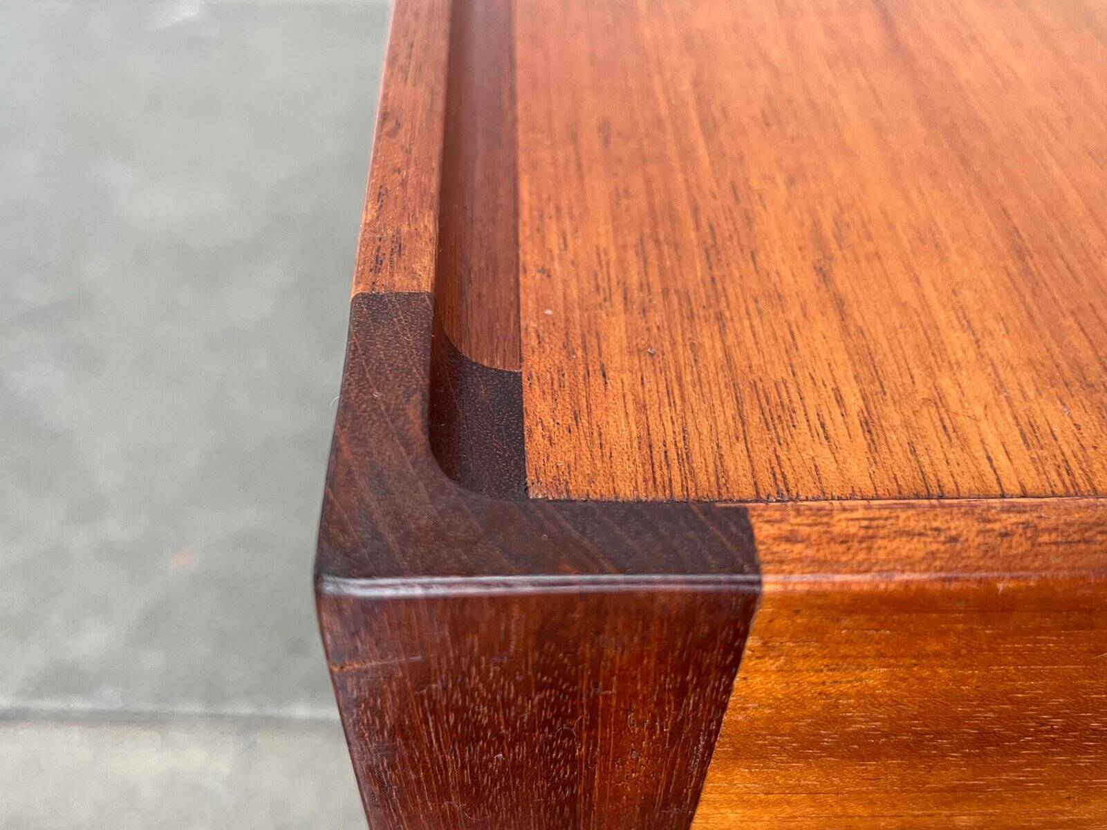 Mid-century teak and walnut side table, 1960s.