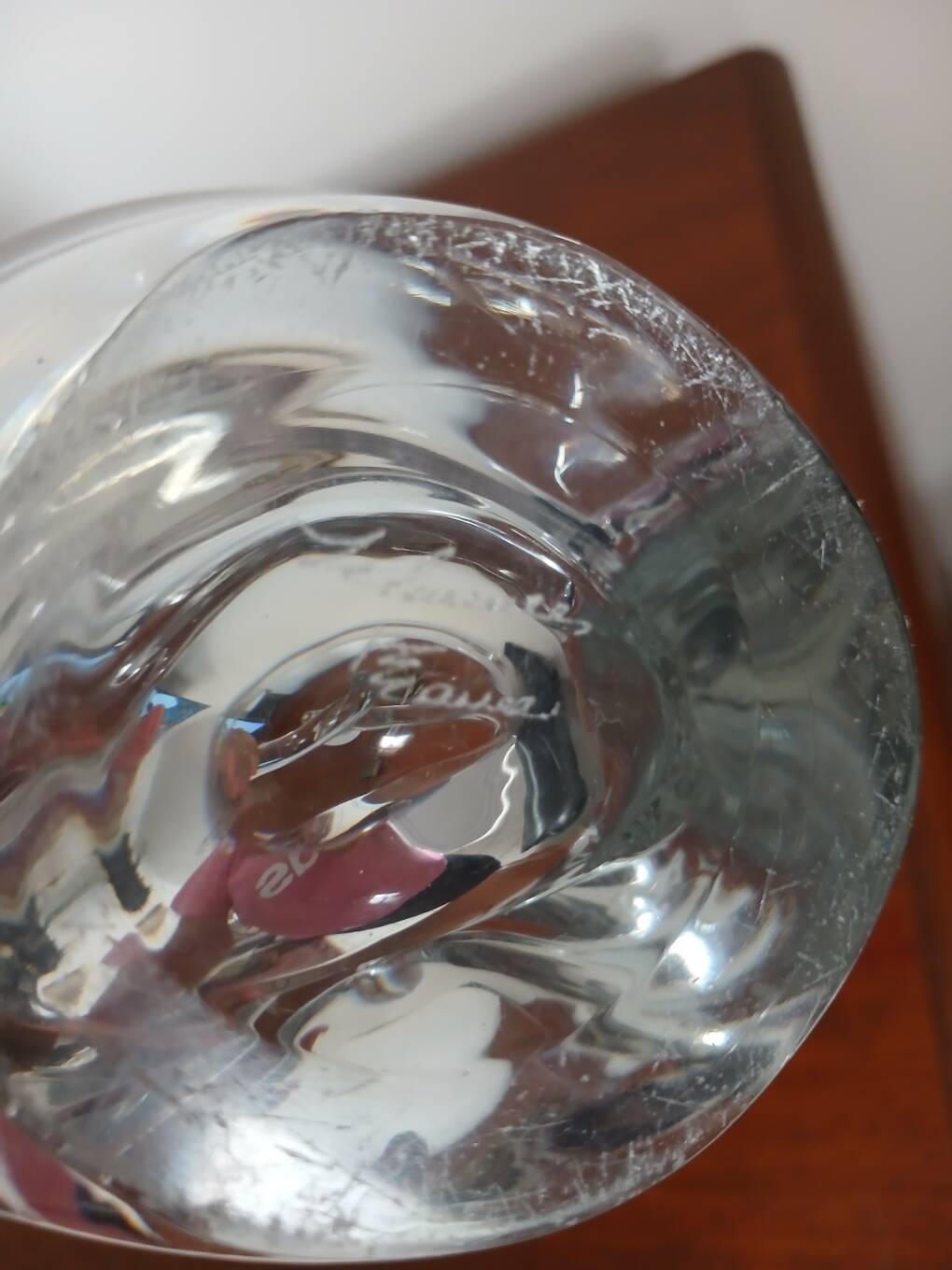 Antique lamp base in Schneider France crystal.