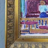 Peinture à l’huile figurative suédoise moderne du milieu du siècle « The Ensemble », encadrée