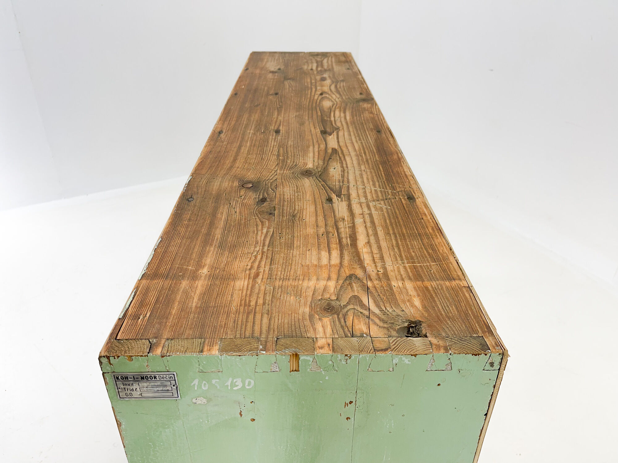 Vintage industrial wooden cabinet with original handels, 1930's
