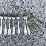 Set of 12 forks and 12 spoons Orbrille silver metal 1950 vintage