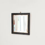 Antique Napoleon III beveled mirror, black and gold