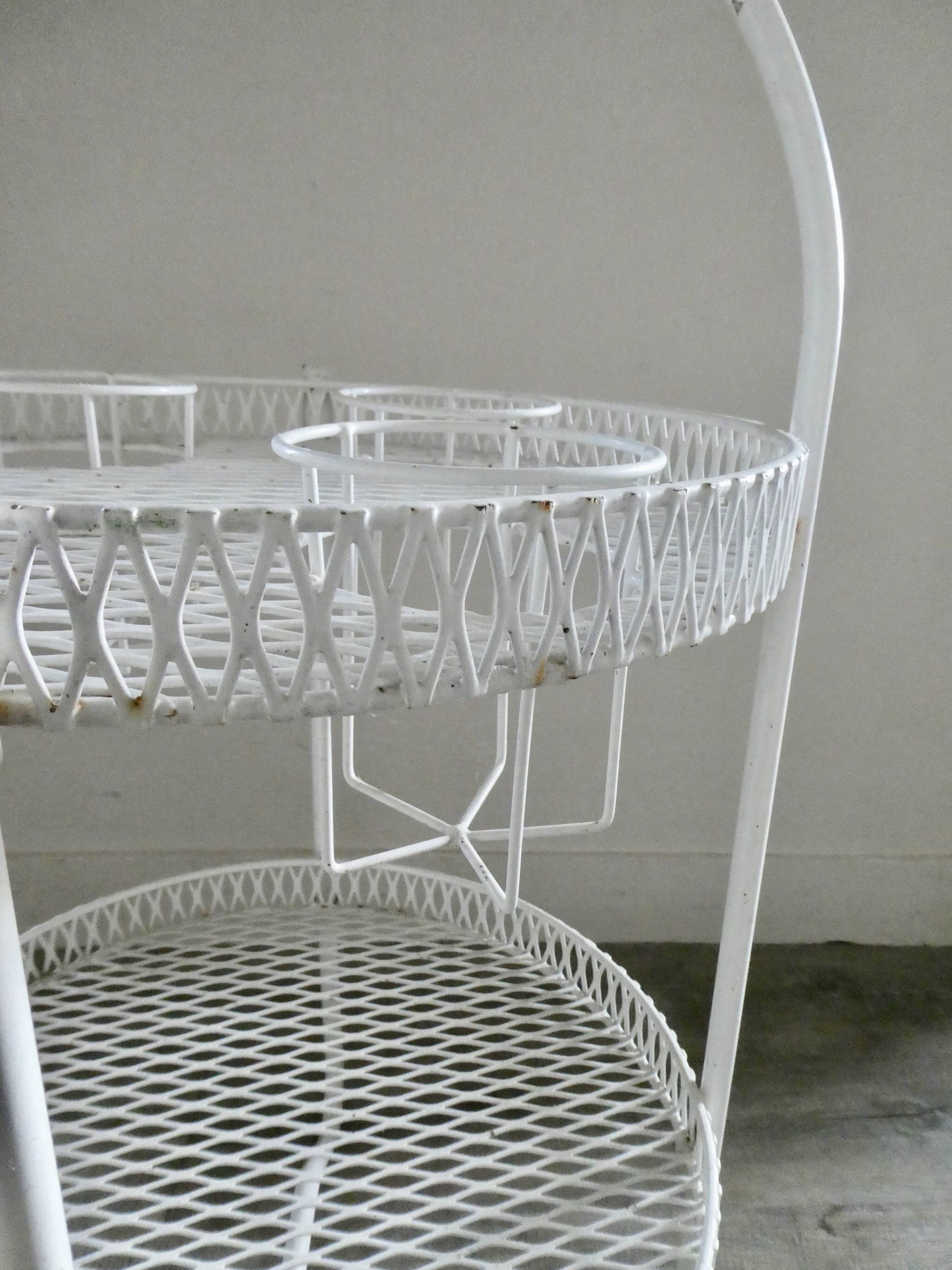 1950s white expanded metal portable bar