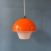 Suspension Space Age en verre acrylique orange et blanc