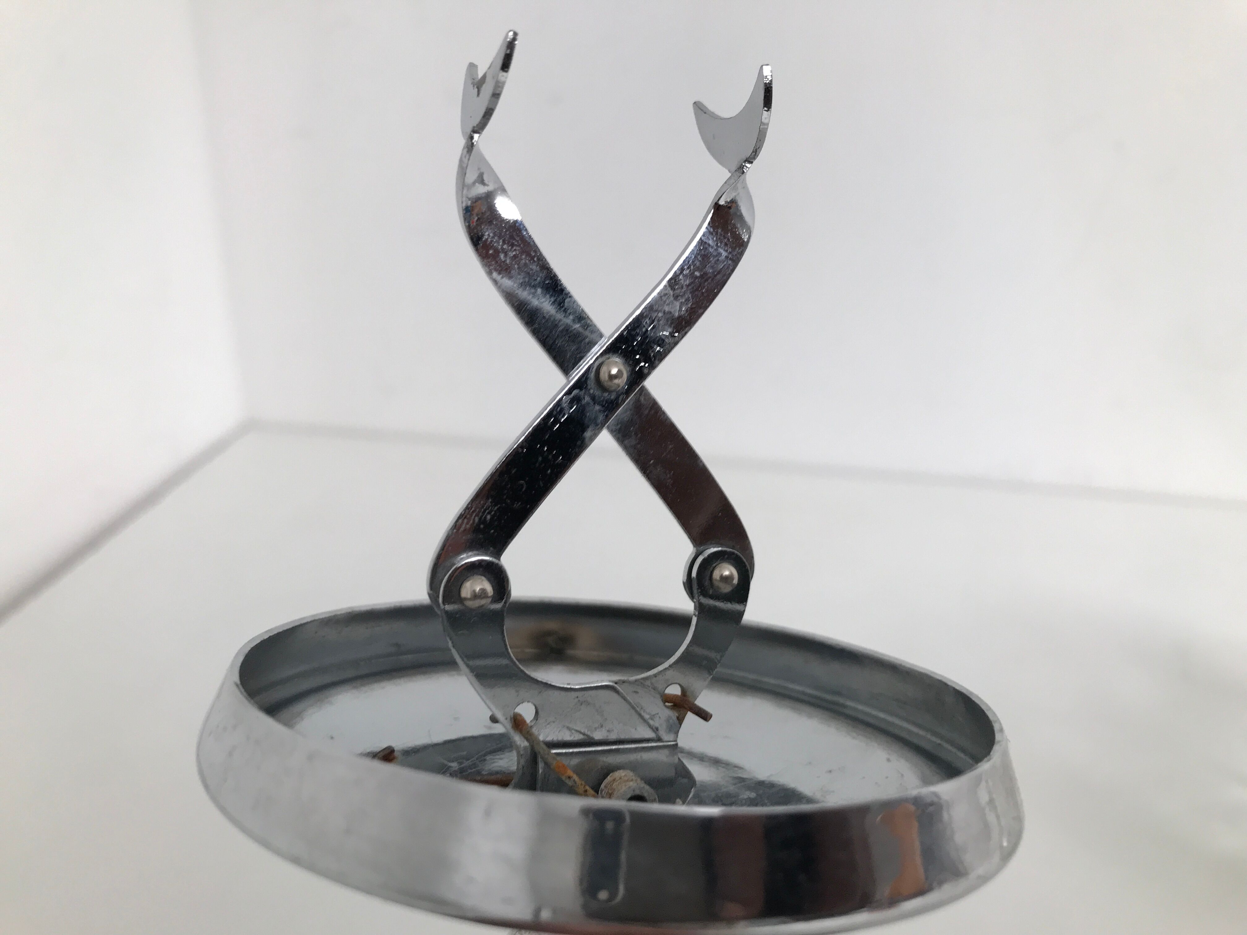 Structured glass sugar and chrome metal lid with built-in pliers