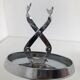 Structured glass sugar and chrome metal lid with built-in pliers