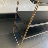 Vintage 1960 String wall shelf black and gold - 60 x 48 cm