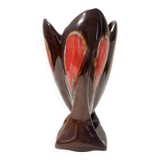 Handmade Orange and Brown Glazed Vallauris Ceramic Vase, France
