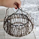 Vintage foldable metal basket in the shape of a flower