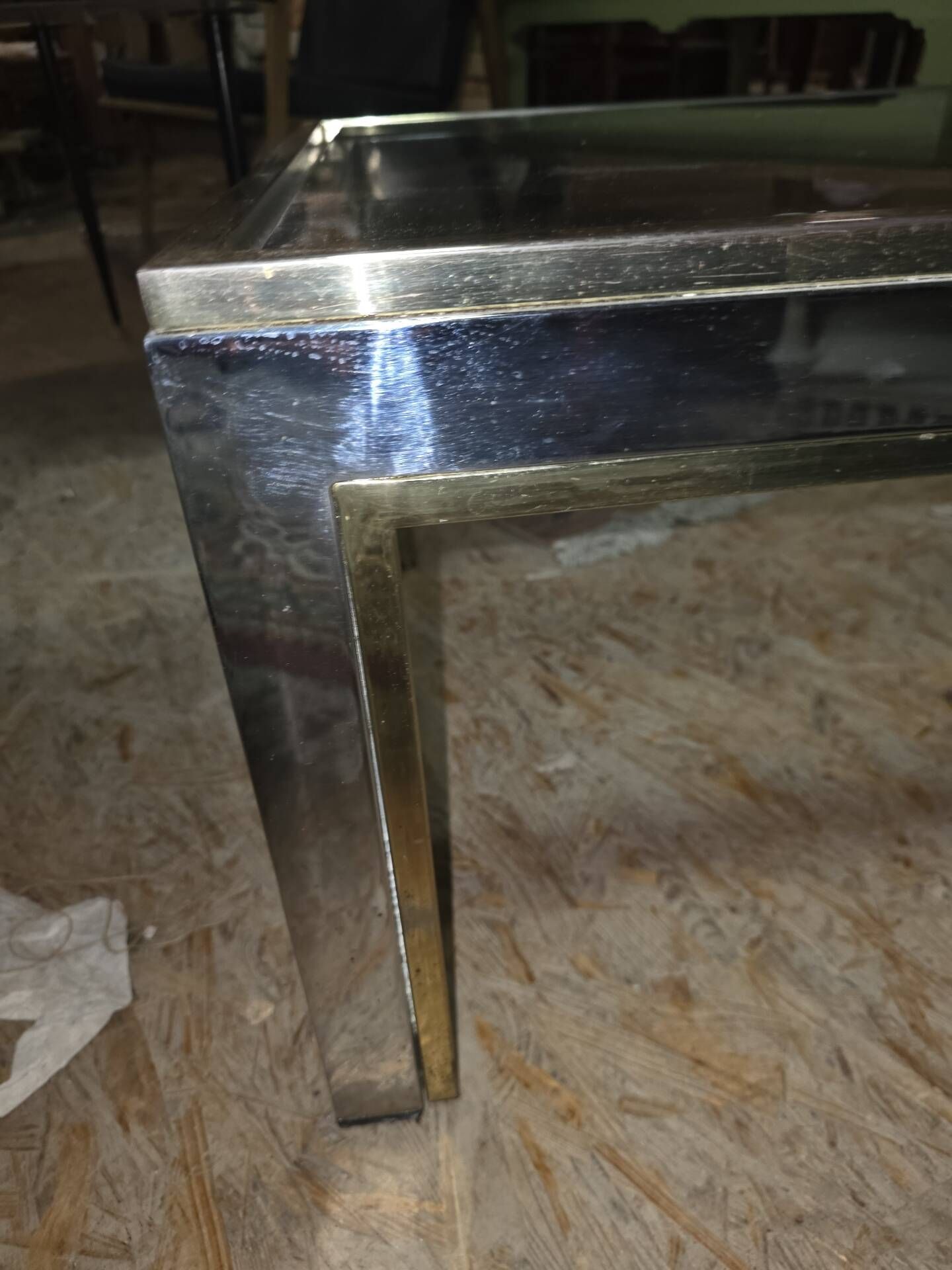 Chrome and gold metal coffee table by Romeo Rega from the 1970s.