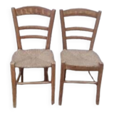 Pair of straw chairs