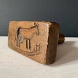 Old carved wooden butter stamp, cow, 19th century
